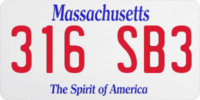 MA license plate 316SB3