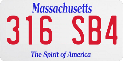 MA license plate 316SB4