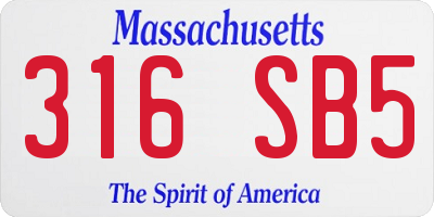 MA license plate 316SB5