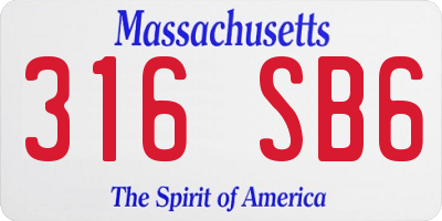 MA license plate 316SB6