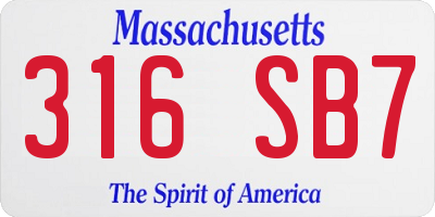 MA license plate 316SB7