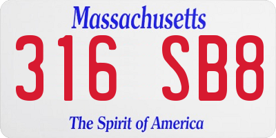 MA license plate 316SB8