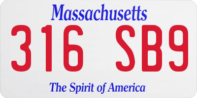 MA license plate 316SB9