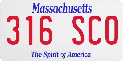 MA license plate 316SC0