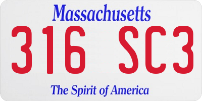 MA license plate 316SC3