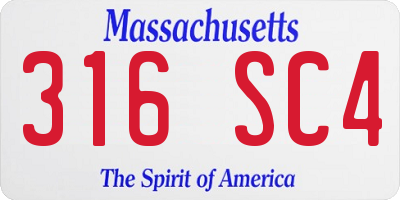 MA license plate 316SC4