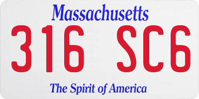 MA license plate 316SC6