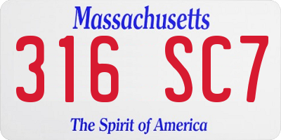 MA license plate 316SC7