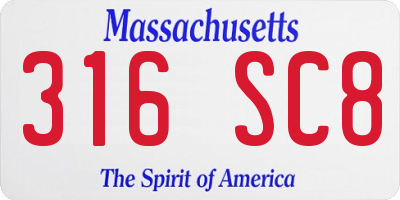 MA license plate 316SC8