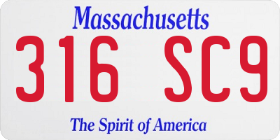 MA license plate 316SC9