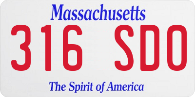 MA license plate 316SD0