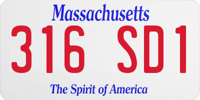 MA license plate 316SD1