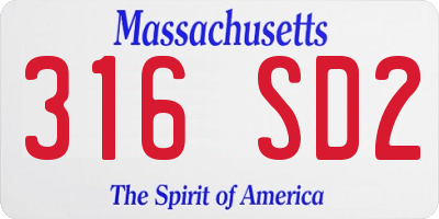 MA license plate 316SD2