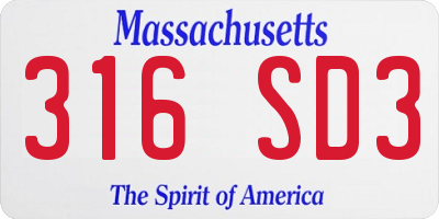 MA license plate 316SD3