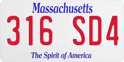 MA license plate 316SD4
