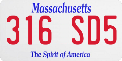 MA license plate 316SD5