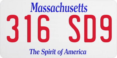 MA license plate 316SD9