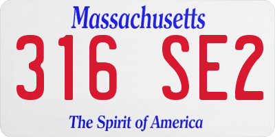 MA license plate 316SE2
