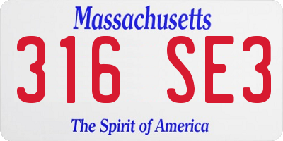 MA license plate 316SE3