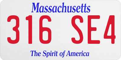 MA license plate 316SE4