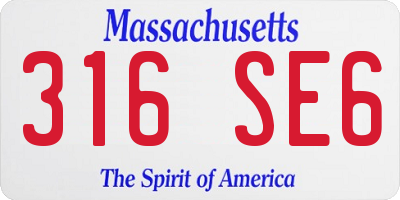 MA license plate 316SE6