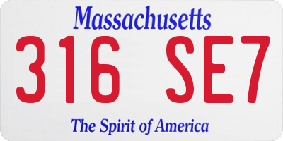 MA license plate 316SE7