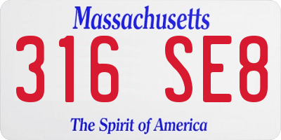 MA license plate 316SE8