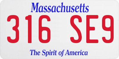 MA license plate 316SE9