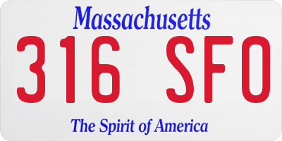 MA license plate 316SF0