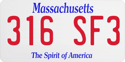 MA license plate 316SF3