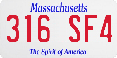 MA license plate 316SF4