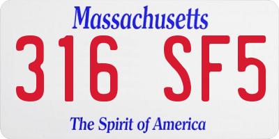 MA license plate 316SF5