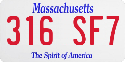 MA license plate 316SF7