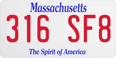 MA license plate 316SF8