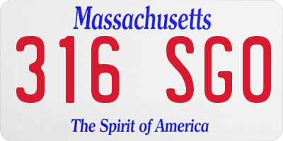 MA license plate 316SG0