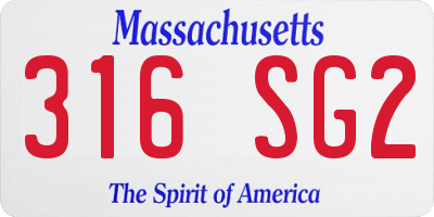 MA license plate 316SG2