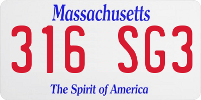 MA license plate 316SG3
