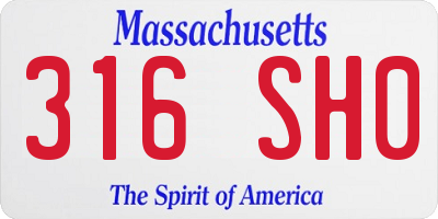 MA license plate 316SH0