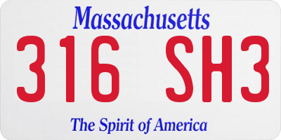 MA license plate 316SH3
