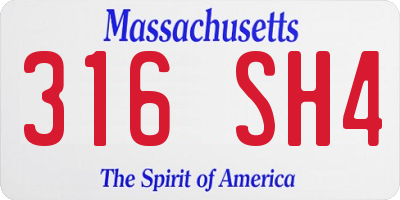 MA license plate 316SH4