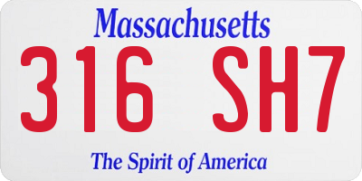 MA license plate 316SH7