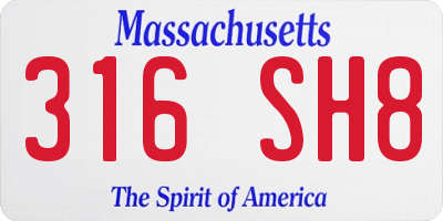 MA license plate 316SH8
