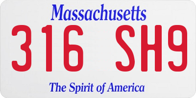 MA license plate 316SH9