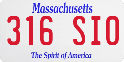 MA license plate 316SI0