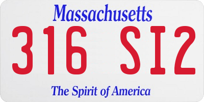 MA license plate 316SI2
