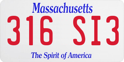 MA license plate 316SI3
