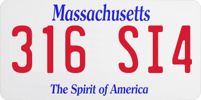 MA license plate 316SI4