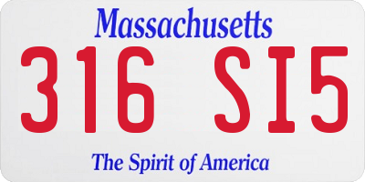 MA license plate 316SI5