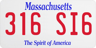 MA license plate 316SI6