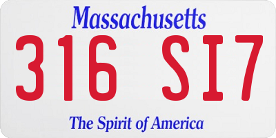 MA license plate 316SI7